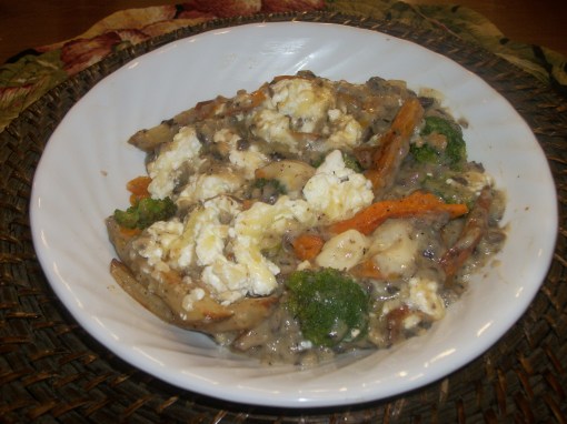 It is definitely a mess! But soooo good! The sweet potatoes add a wonderful contrast to the savory mushroom gravy, which the broccoli absorbs so nicely as well as giving a little added texture.